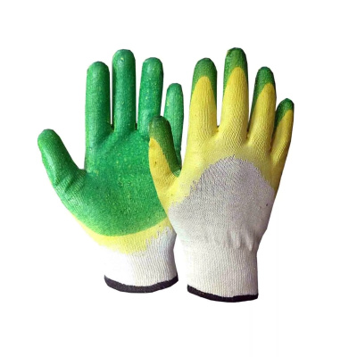 Перчатки латексная 2-ой облив (желто/зеленая)
