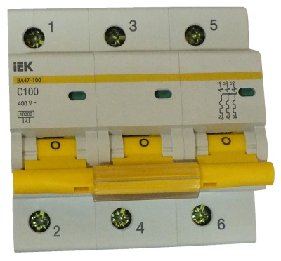 Автоматический выключатель ВА-47-100 3 пол 100А (С) IEK