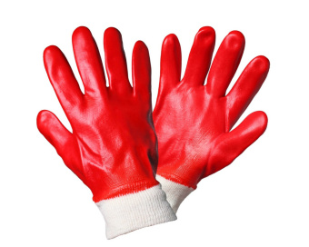 Перчатки  рабочие С-48 с полным нитриловым покрытие красные 12-480
