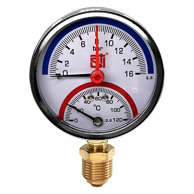 Термоманометр радиальный STI ∅80 120°C 16 bar УП (G½")