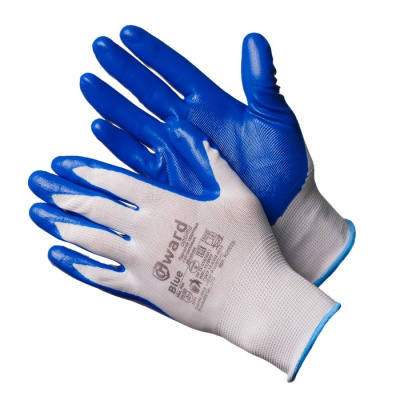GWARD Blue Перчатки нейл.белые/СИНИМ нитриловым покрытием (арт.N2002B) 12/600 hfpvth 10/XL