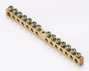 Шина PEN ноль-земля (8*12) 14 отв.латунь крепеж по центру